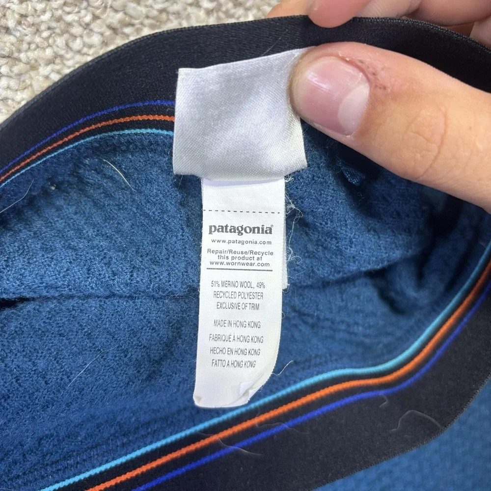 Patagonia Long Johns Mens Medium Blue Merino Wool Thermal Base Layer Bottoms